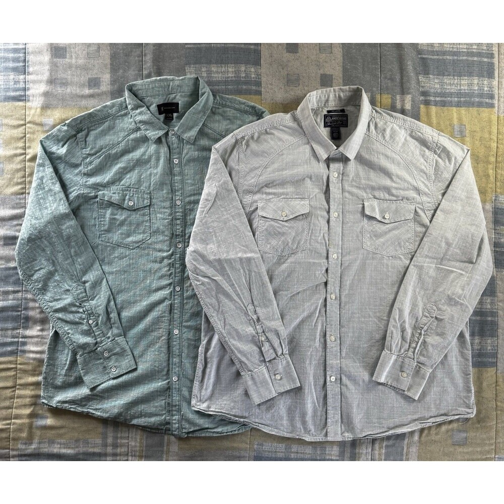 American Rag Button Down Shirt Long Sleeve Collard Plaid Bundle Men's Sz XXL